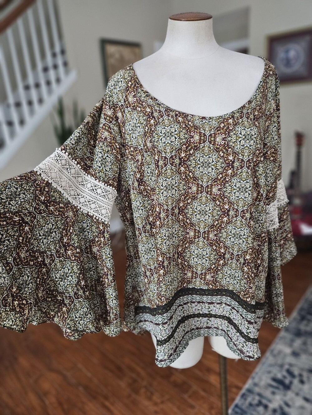 Heart Soul Boho Bell Sleeve Tunic 1X